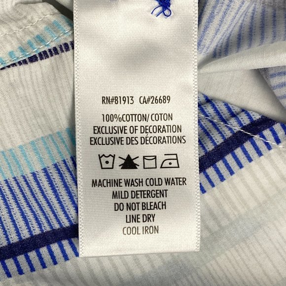 Robert Graham Shirt Mens L Blue White Stripe Contrast Trim Flip Cuff Button Up - Picture 8 of 14